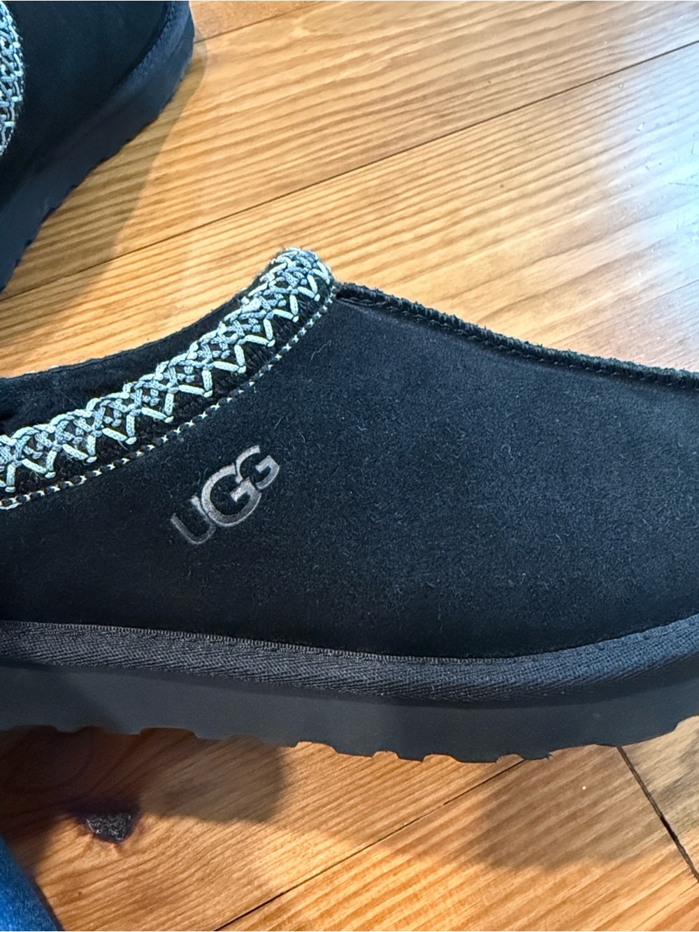 UGG Tasman Black Plush Shearling Lined Slip-Ons - Picture 4 of 7
